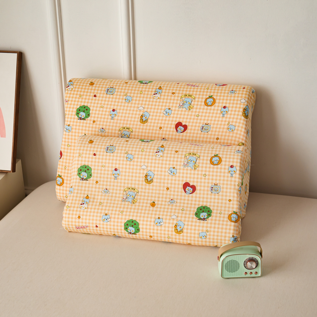 91家纺网 家纺一手货源 找家纺 百寐 2026新款全棉A类双层纱立体乳胶枕套纯棉纱布卡通碎花小清新枕套 立体-开心酷儿