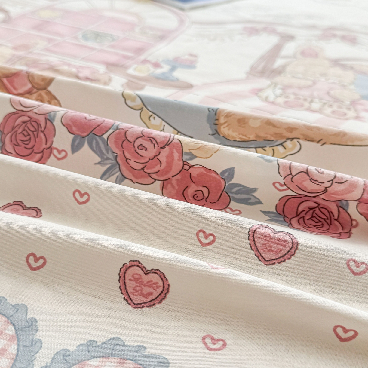 91家纺网 家纺一手货源 找家纺 小蓝孩家纺 2026新款12868全棉印花单床单(联系商家可打折，尺寸可定制) 安缦小熊