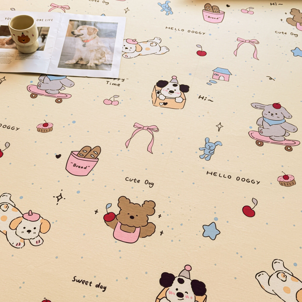 91家纺网 家纺一手货源 找家纺 小蓝孩家纺 2026新款12868全棉印花单床单(联系商家可打折，尺寸可定制) 可爱颂