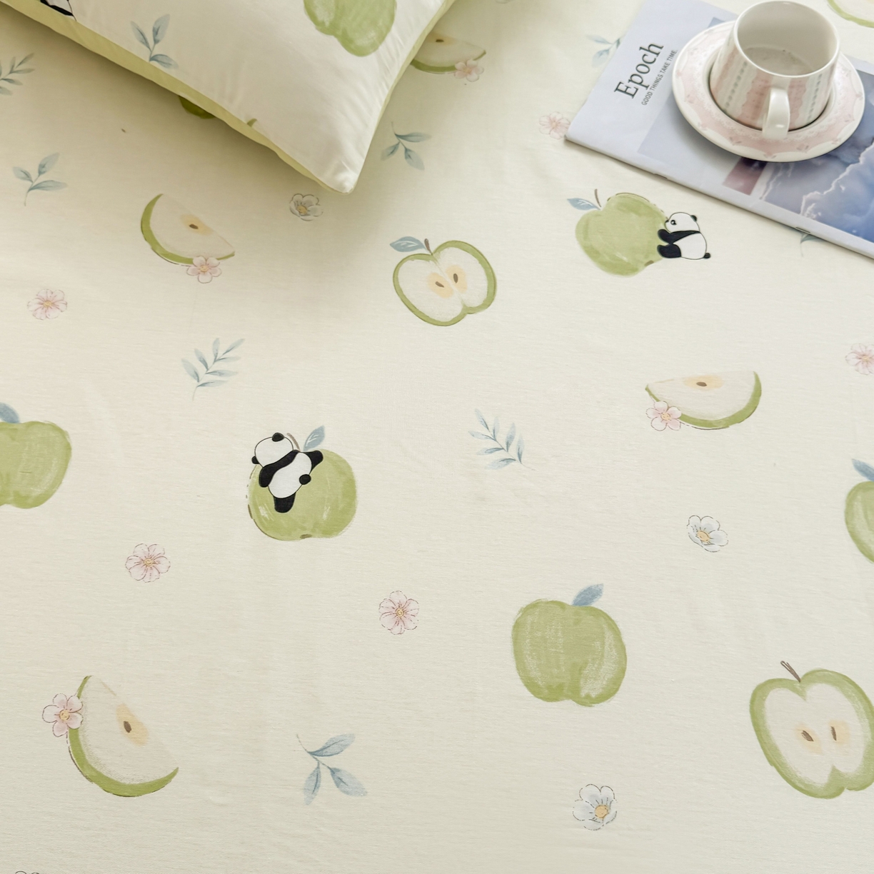 91家纺网 家纺一手货源 找家纺 小蓝孩家纺 2026新款12868全棉印花单床单(联系商家可打折，尺寸可定制) 果味小森林