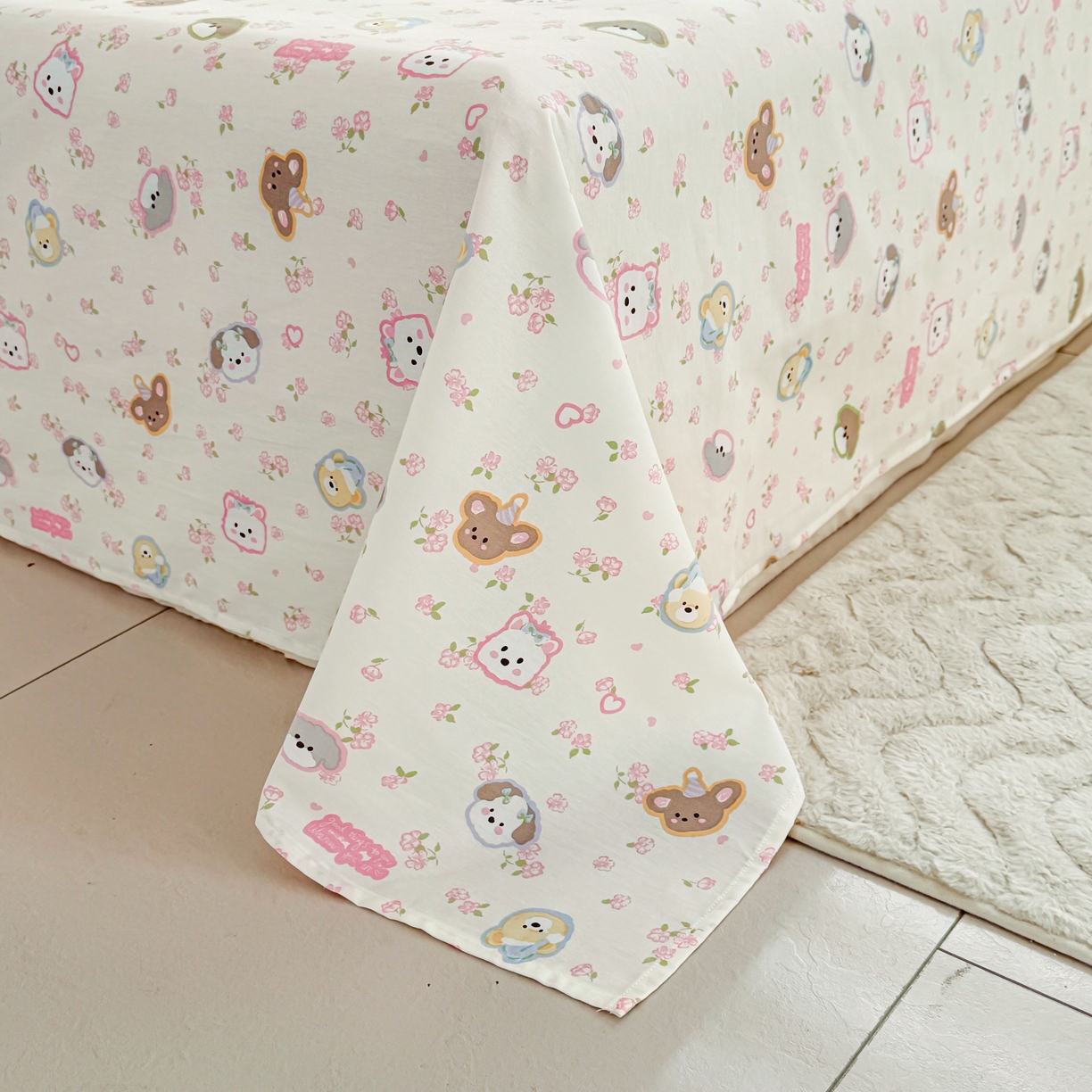 91家纺网 家纺一手货源 找家纺 小蓝孩家纺 2026新款12868全棉印花单床单(联系商家可打折，尺寸可定制) 萌宠伙伴