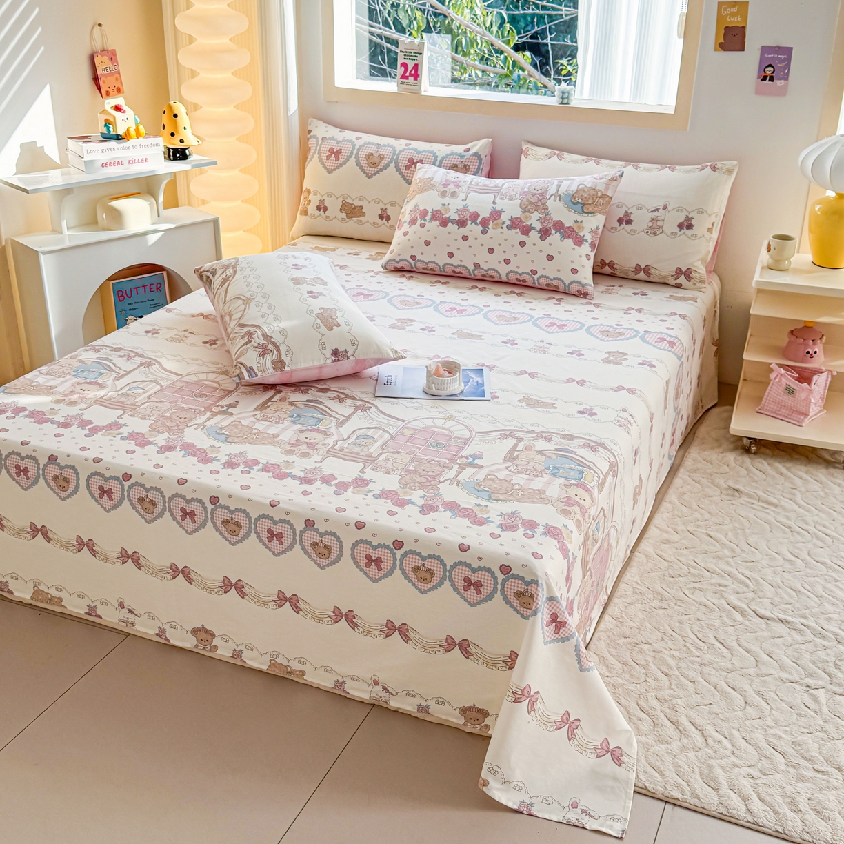 91家纺网 家纺一手货源 找家纺 （总）小蓝孩家纺 2026新款12868全棉印花单床单(联系商家可打折，尺寸可定制)