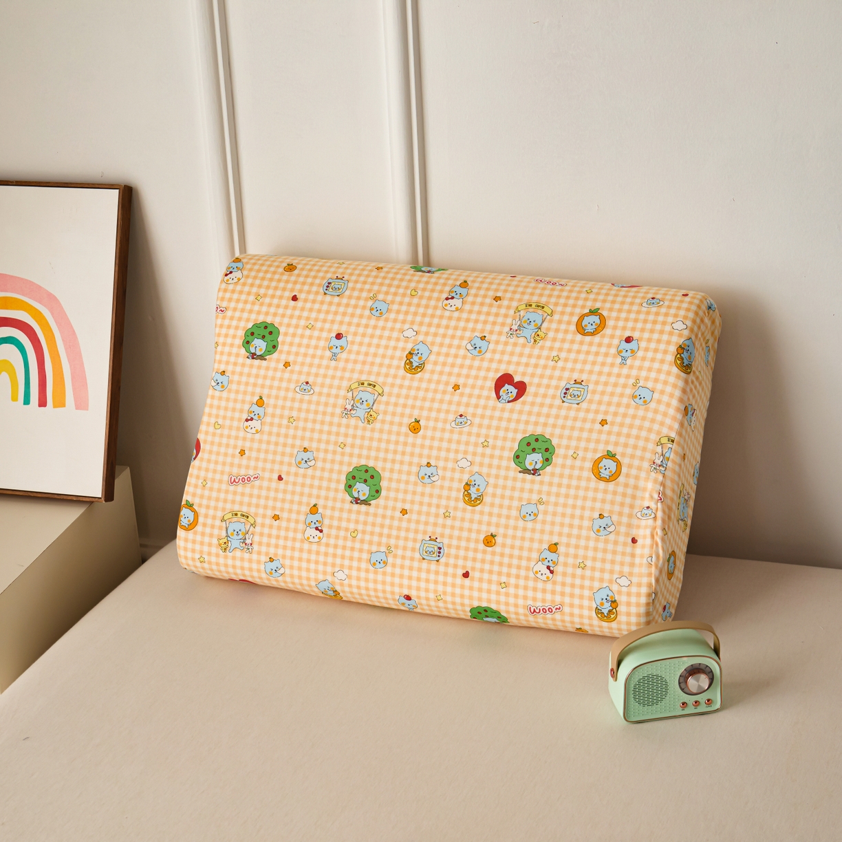 91家纺网 家纺一手货源 找家纺 百寐 2026新款全棉A类双层纱立体乳胶枕套纯棉纱布卡通碎花小清新枕套 立体-开心酷儿