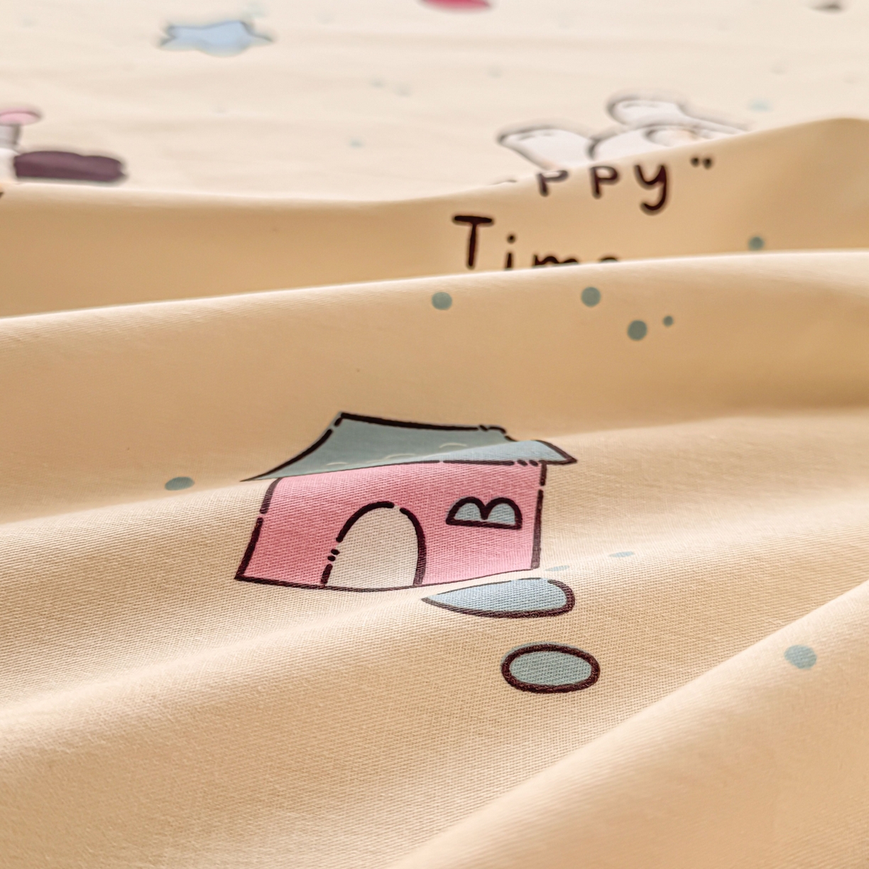 91家纺网 家纺一手货源 找家纺 小蓝孩家纺 2026新款12868全棉印花单床单(联系商家可打折，尺寸可定制) 可爱颂