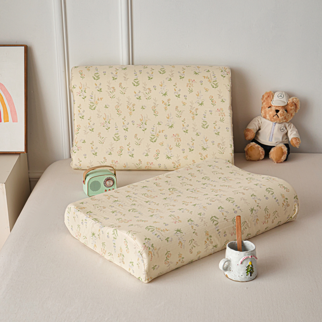 91家纺网 家纺一手货源 找家纺 百寐 2026新款全棉A类双层纱立体乳胶枕套纯棉纱布卡通碎花小清新枕套 立体-梨梦初醒