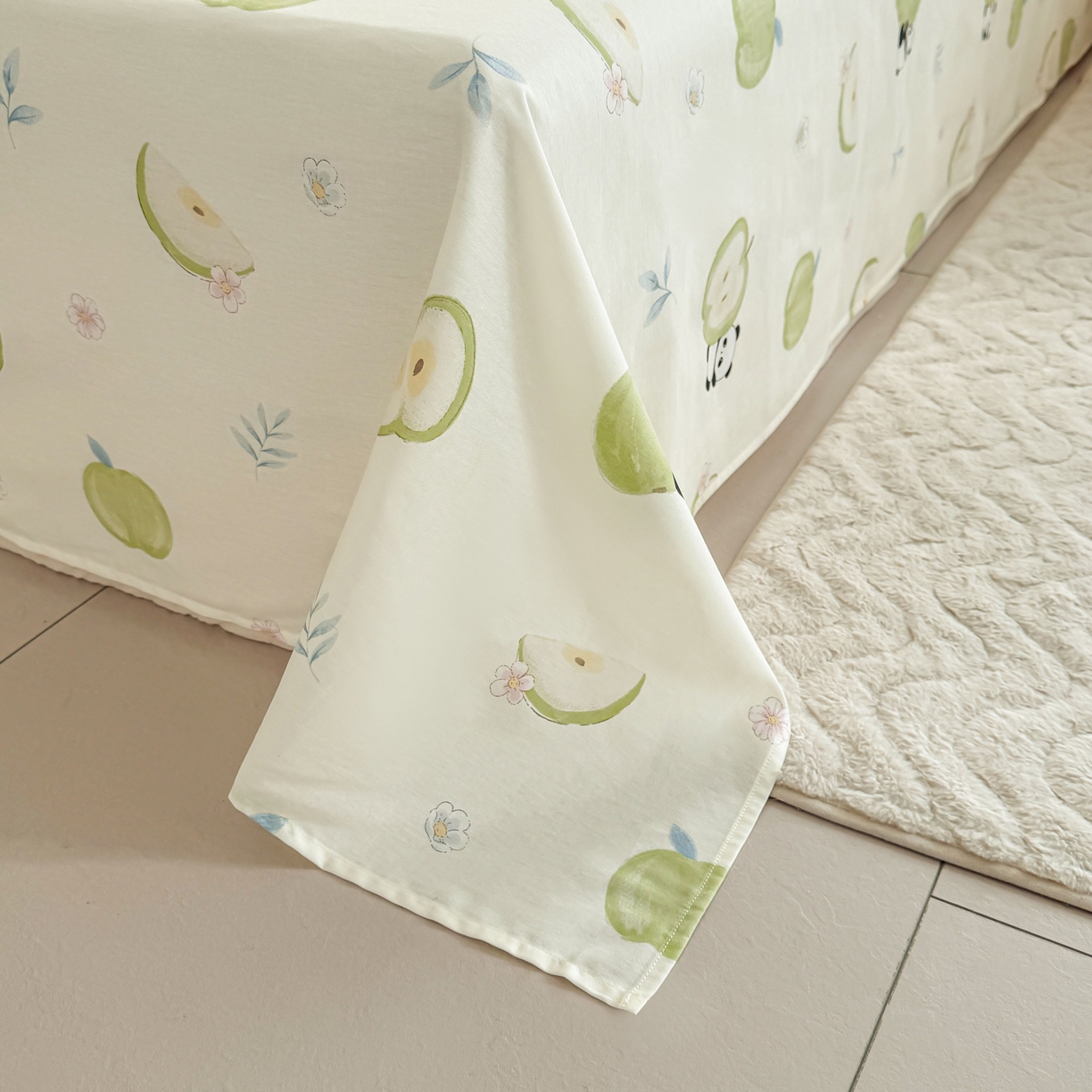 91家纺网 家纺一手货源 找家纺 小蓝孩家纺 2026新款12868全棉印花单床单(联系商家可打折，尺寸可定制) 果味小森林