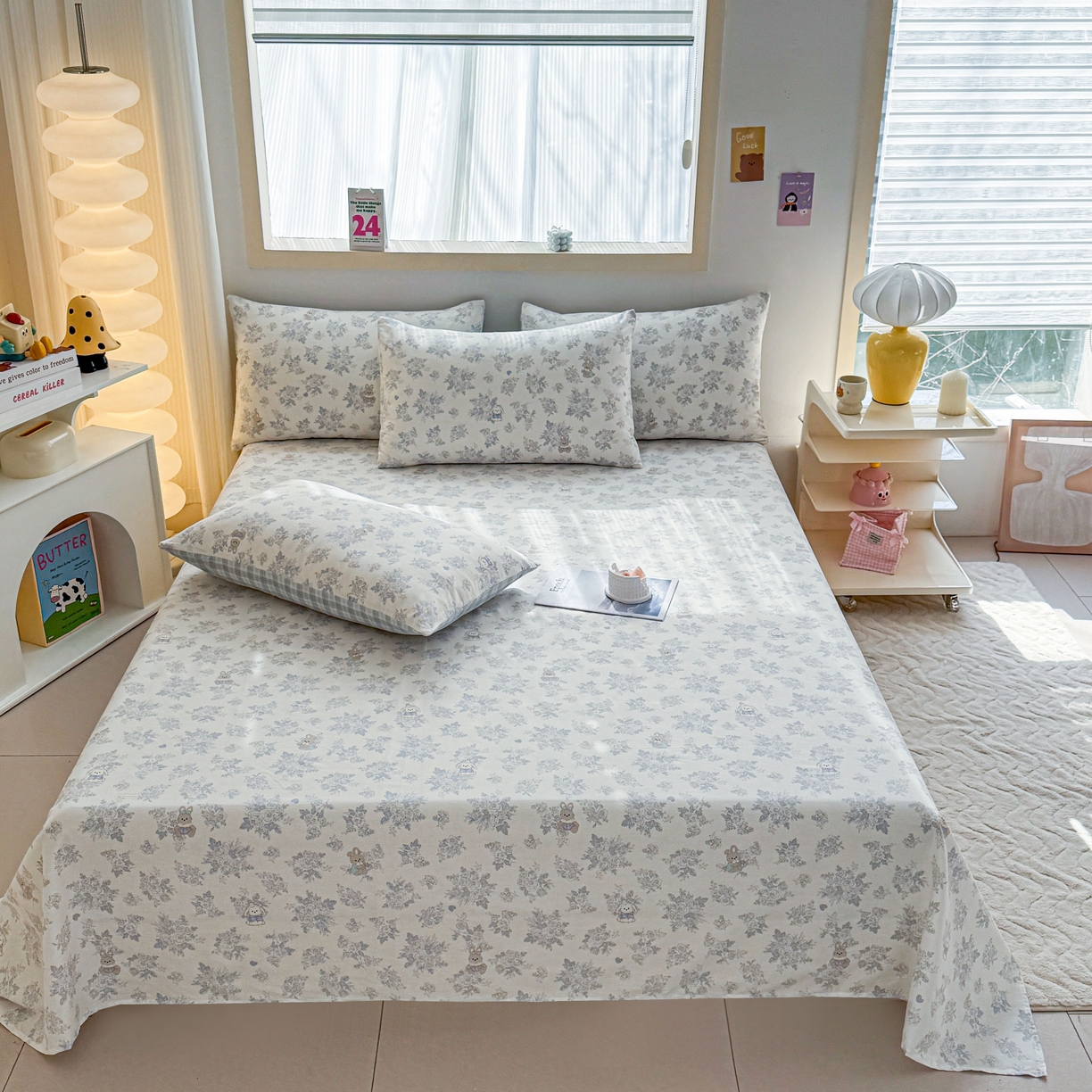 91家纺网 家纺一手货源 找家纺 （总）小蓝孩家纺 2026新款12868全棉印花单床单(联系商家可打折，尺寸可定制)