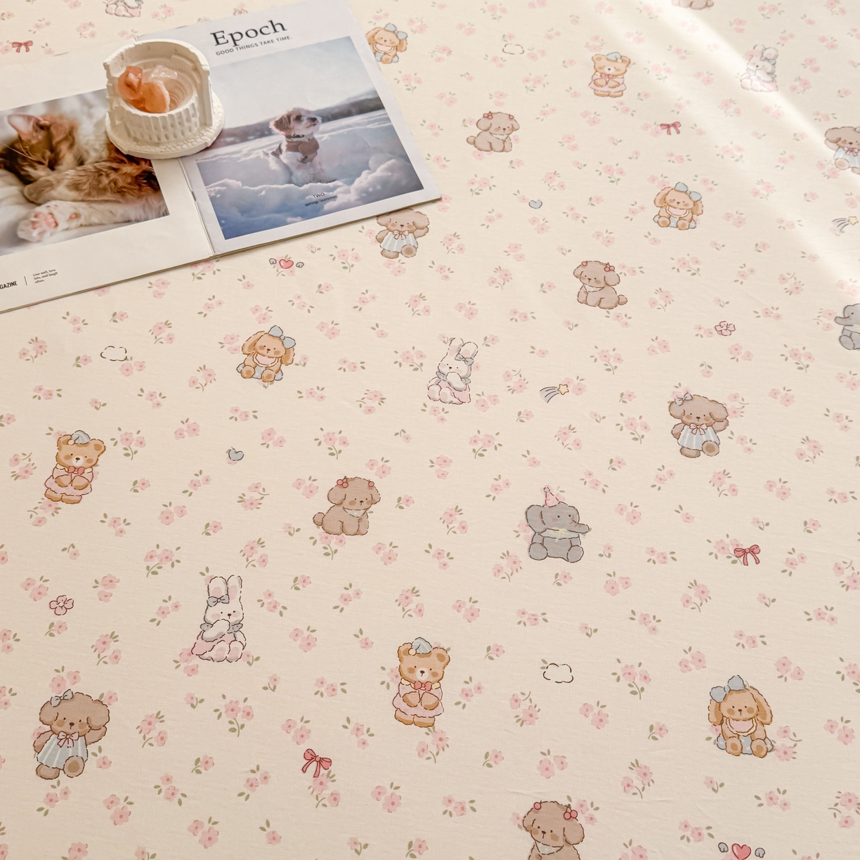 91家纺网 家纺一手货源 找家纺 小蓝孩家纺 2026新款12868全棉印花单床单(联系商家可打折，尺寸可定制) 奶酪幼儿园