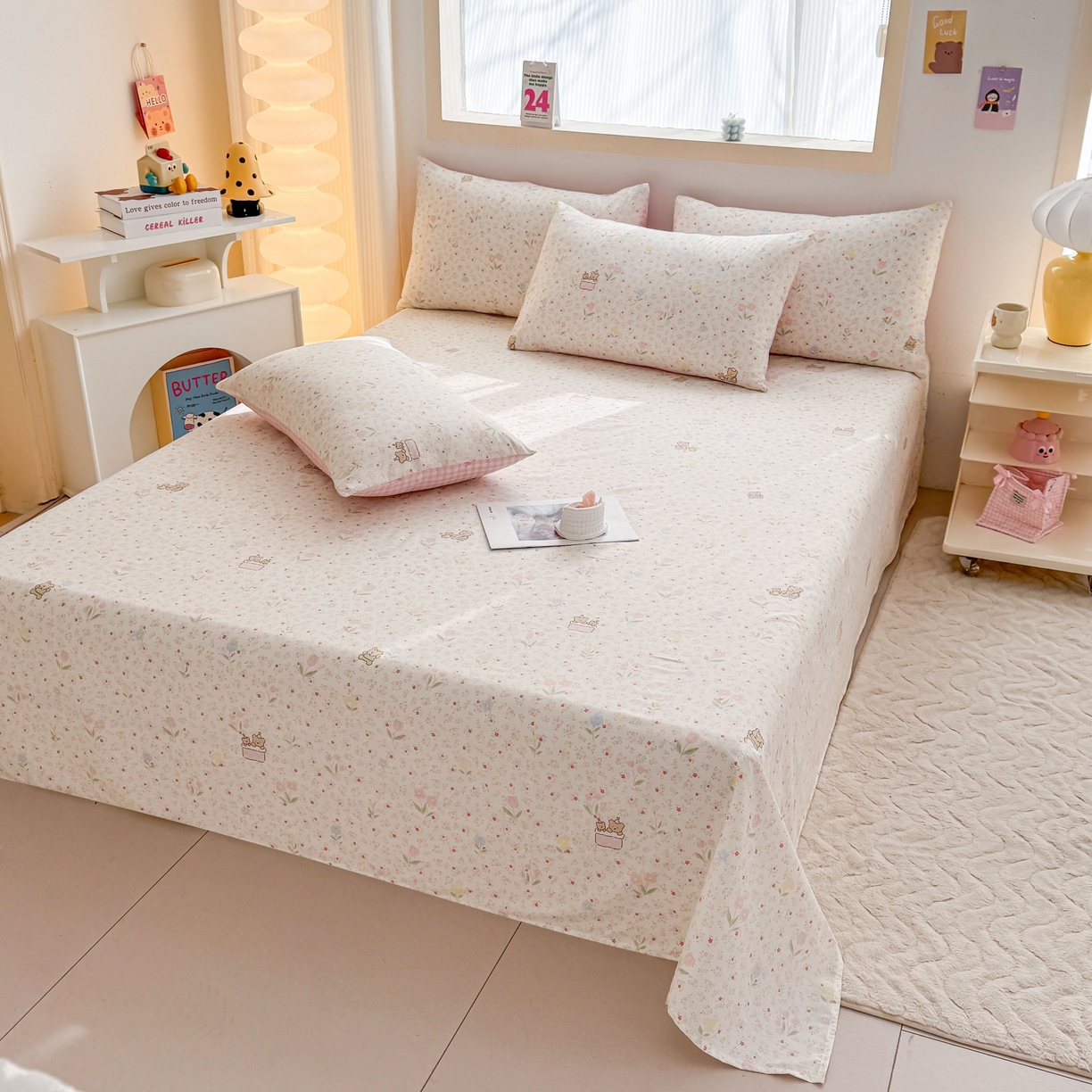 91家纺网 家纺一手货源 找家纺 小蓝孩家纺 2026新款12868全棉印花单床单(联系商家可打折，尺寸可定制) 丛林蜜语