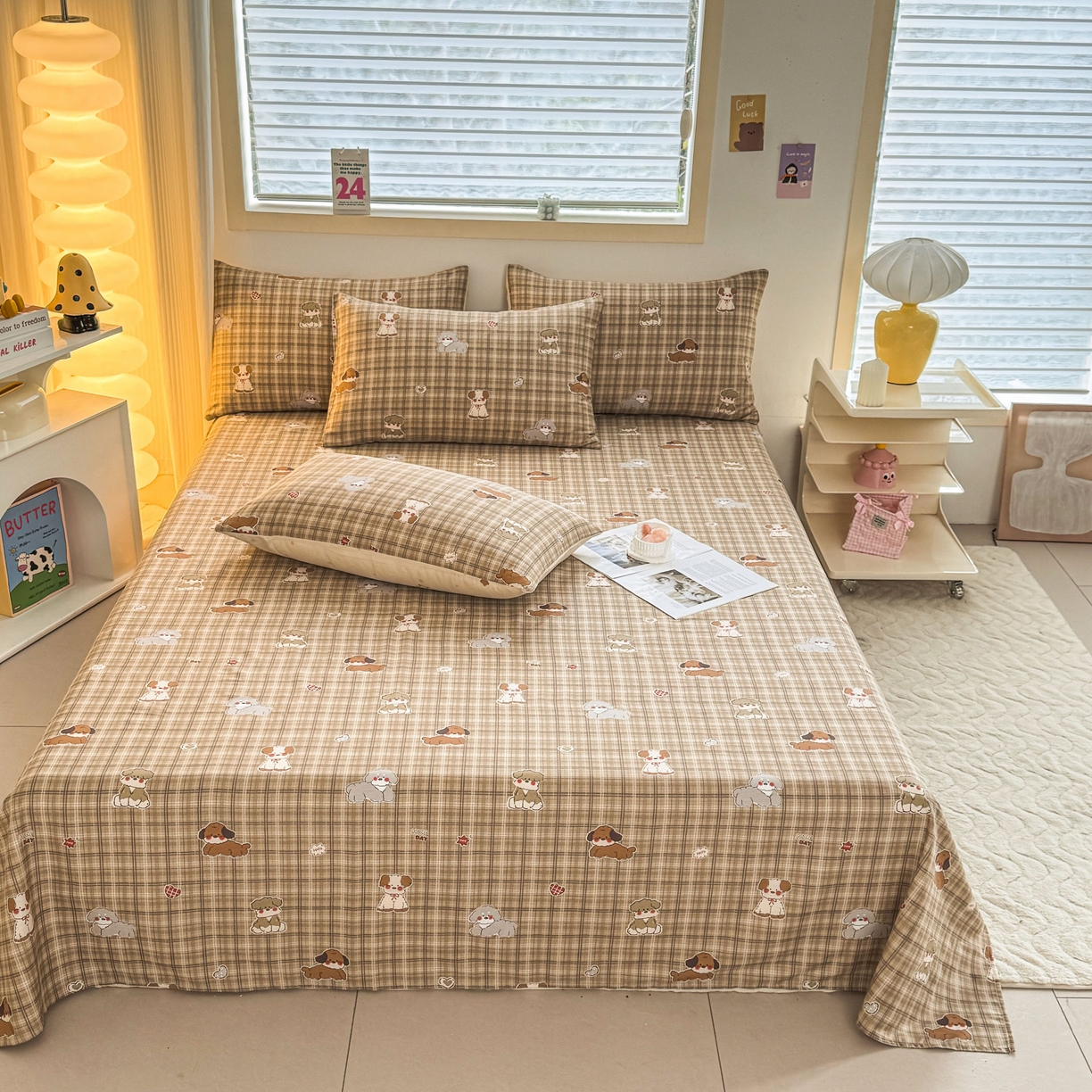 91家纺网 家纺一手货源 找家纺 （总）小蓝孩家纺 2026新款12868全棉印花单床单(联系商家可打折，尺寸可定制)