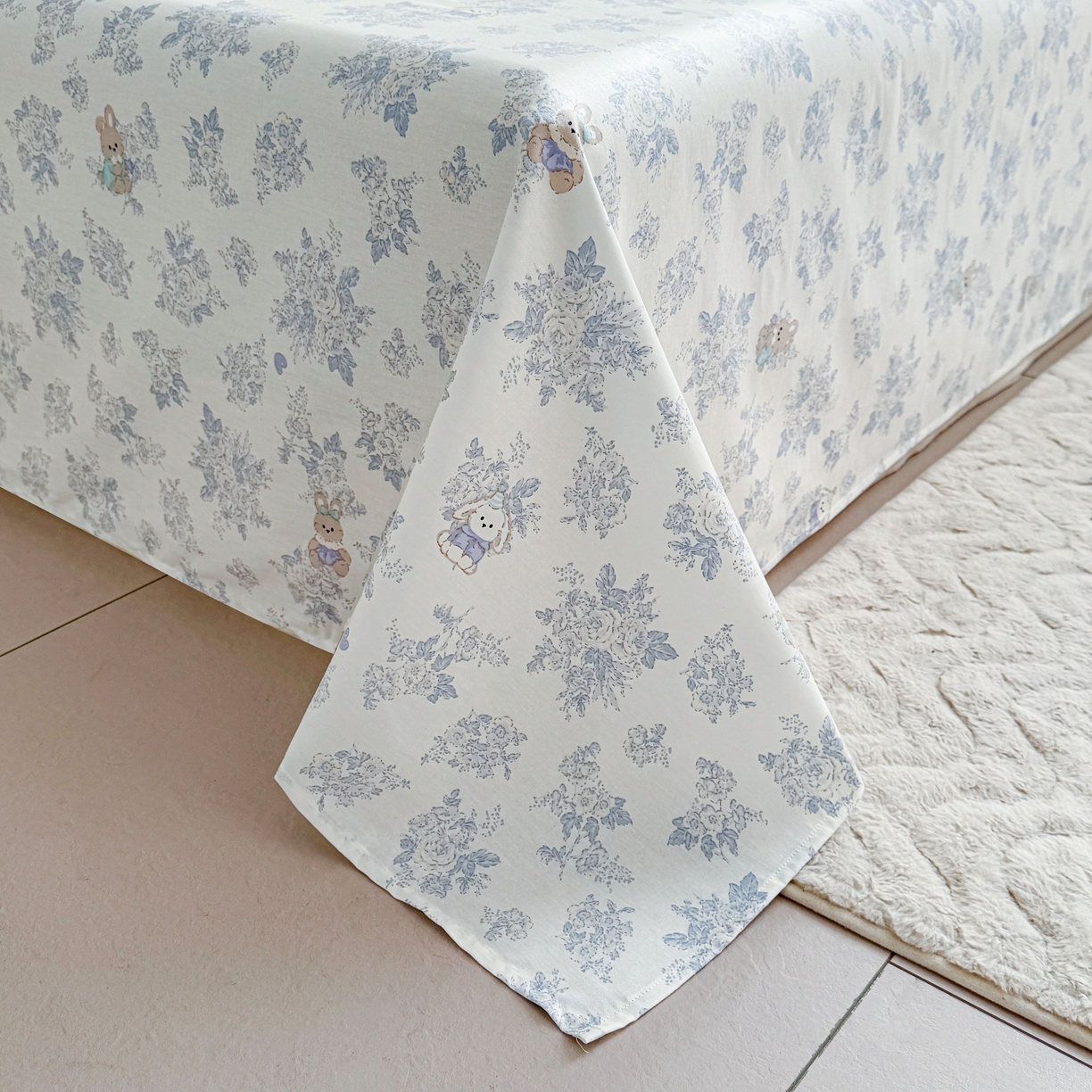 91家纺网 家纺一手货源 找家纺 小蓝孩家纺 2026新款12868全棉印花单床单(联系商家可打折，尺寸可定制) 森林兔