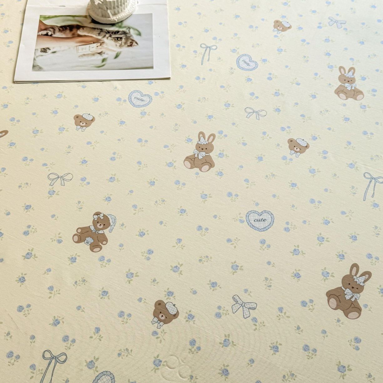 91家纺网 家纺一手货源 找家纺 小蓝孩家纺 2026新款12868全棉印花单床单(联系商家可打折，尺寸可定制) 告白兔