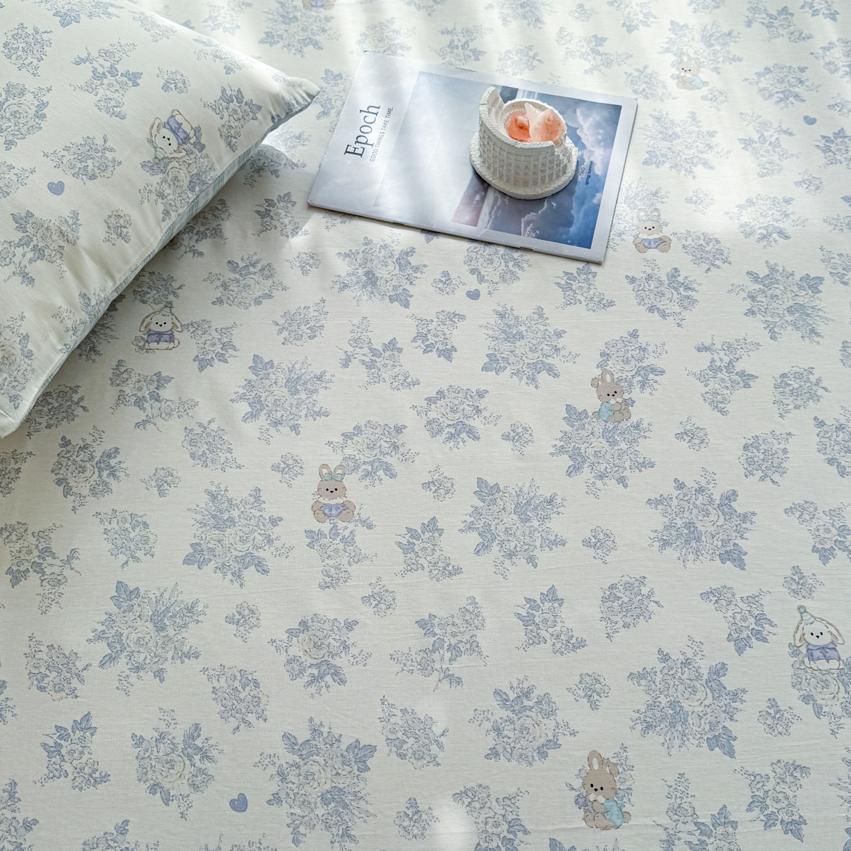 91家纺网 家纺一手货源 找家纺 小蓝孩家纺 2026新款12868全棉印花单床单(联系商家可打折，尺寸可定制) 森林兔