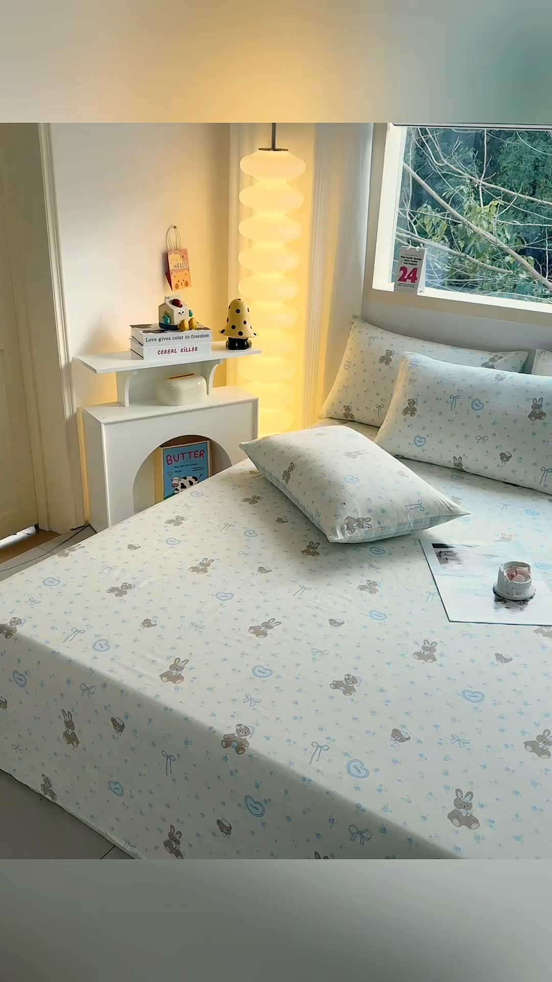 91家纺网 家纺一手货源 找家纺 小蓝孩家纺 2026新款12868全棉印花单床单(联系商家可打折，尺寸可定制) 告白兔