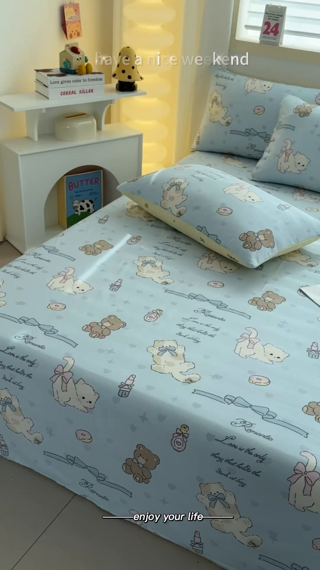 91家纺网 家纺一手货源 找家纺 小蓝孩家纺 2026新款12868全棉印花单床单(联系商家可打折，尺寸可定制) 奶油阿布-蓝