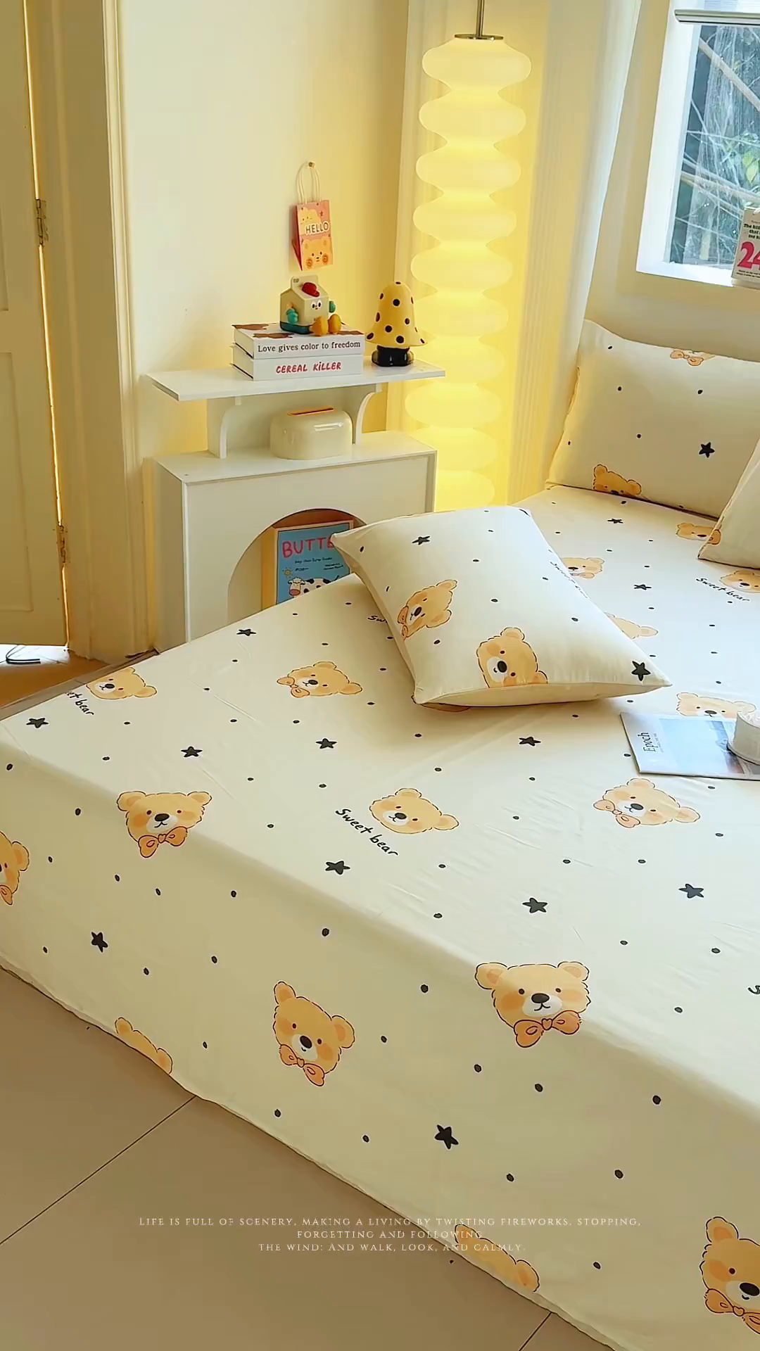 91家纺网 家纺一手货源 找家纺 小蓝孩家纺 2026新款12868全棉印花单床单(联系商家可打折，尺寸可定制) 领结熊宝