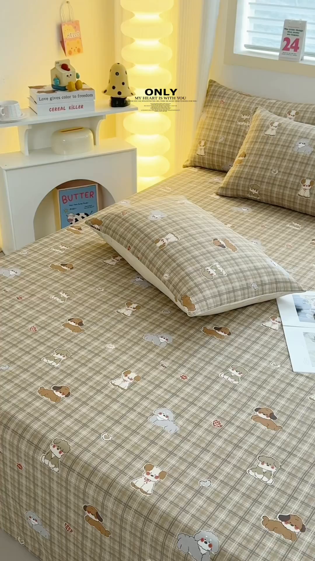 91家纺网 家纺一手货源 找家纺 小蓝孩家纺 2026新款12868全棉印花单床单(联系商家可打折，尺寸可定制) 哈哈狗