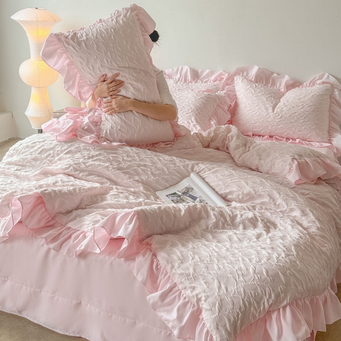 91家纺网 家纺一手货源 找家纺 （总）豪美鑫 2026新款立体浮雕提花四件套 叶语系列