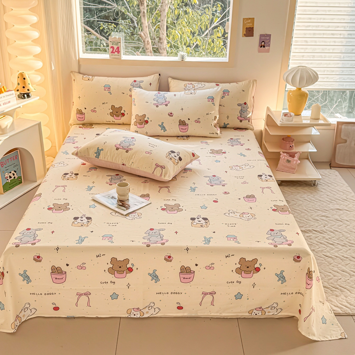 小蓝孩家纺 2026新款12868全棉印花单床单(联系商家可打折，尺寸可定制) 可爱颂