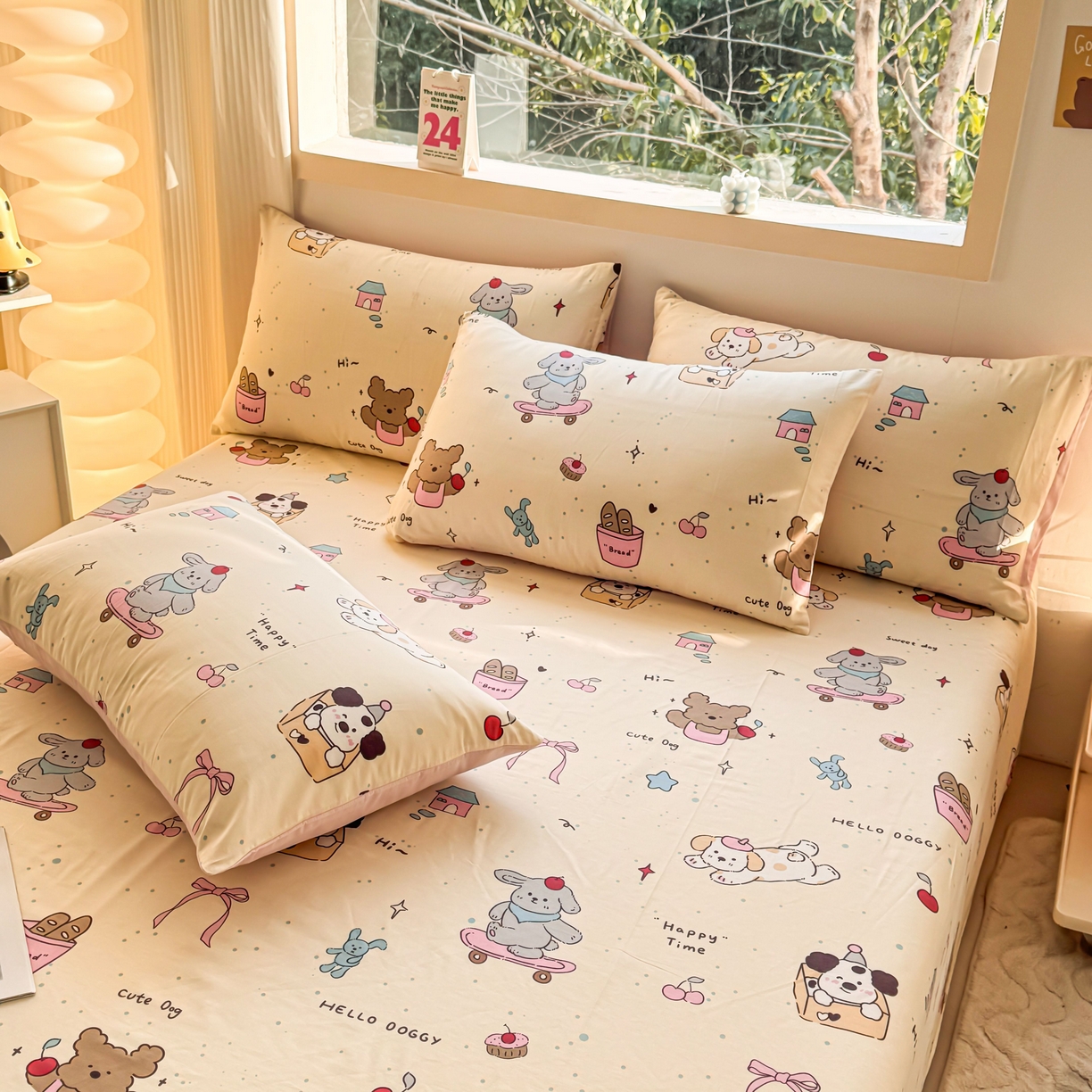 91家纺网 家纺一手货源 找家纺 小蓝孩家纺 2026新款12868全棉印花单床单(联系商家可打折，尺寸可定制) 可爱颂