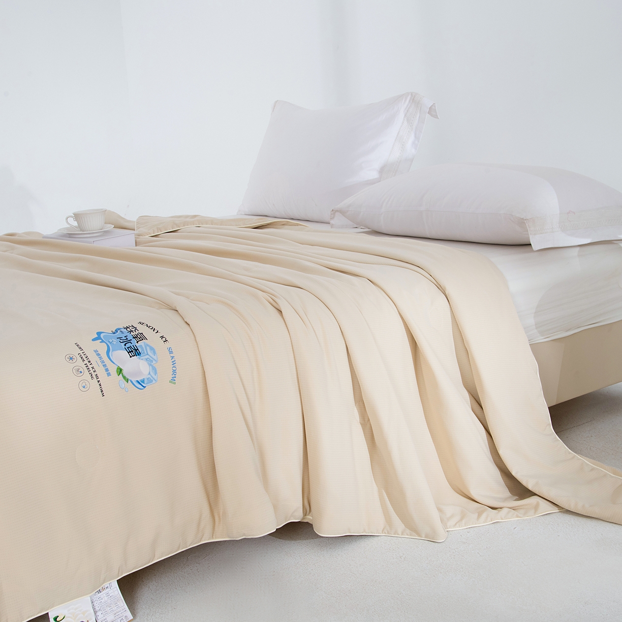 91家纺网 家纺一手货源 找家纺 禹祥家纺 2026新款冰氧桑蚕丝空调被夏凉被学生被蚕蛹蛋白被外贸跨境被子被芯直播爆款 奶油黄