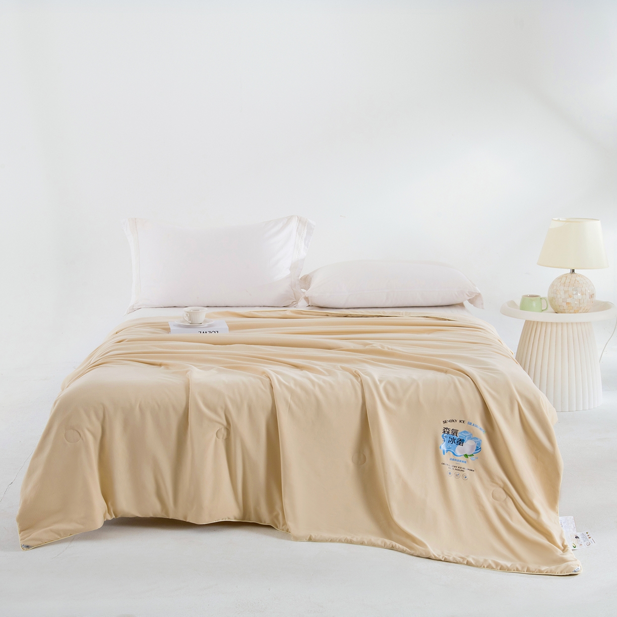 91家纺网 家纺一手货源 找家纺 禹祥家纺 2026新款冰氧桑蚕丝空调被夏凉被学生被蚕蛹蛋白被外贸跨境被子被芯直播爆款 奶油黄