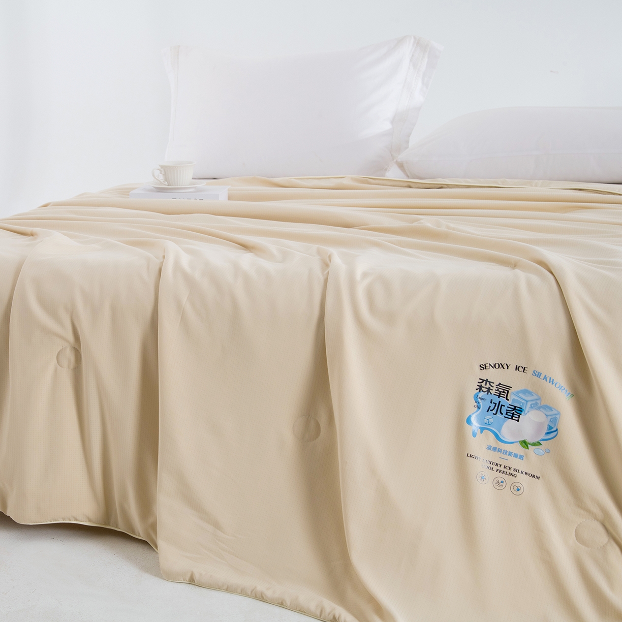 91家纺网 家纺一手货源 找家纺 禹祥家纺 2026新款冰氧桑蚕丝空调被夏凉被学生被蚕蛹蛋白被外贸跨境被子被芯直播爆款 奶油黄