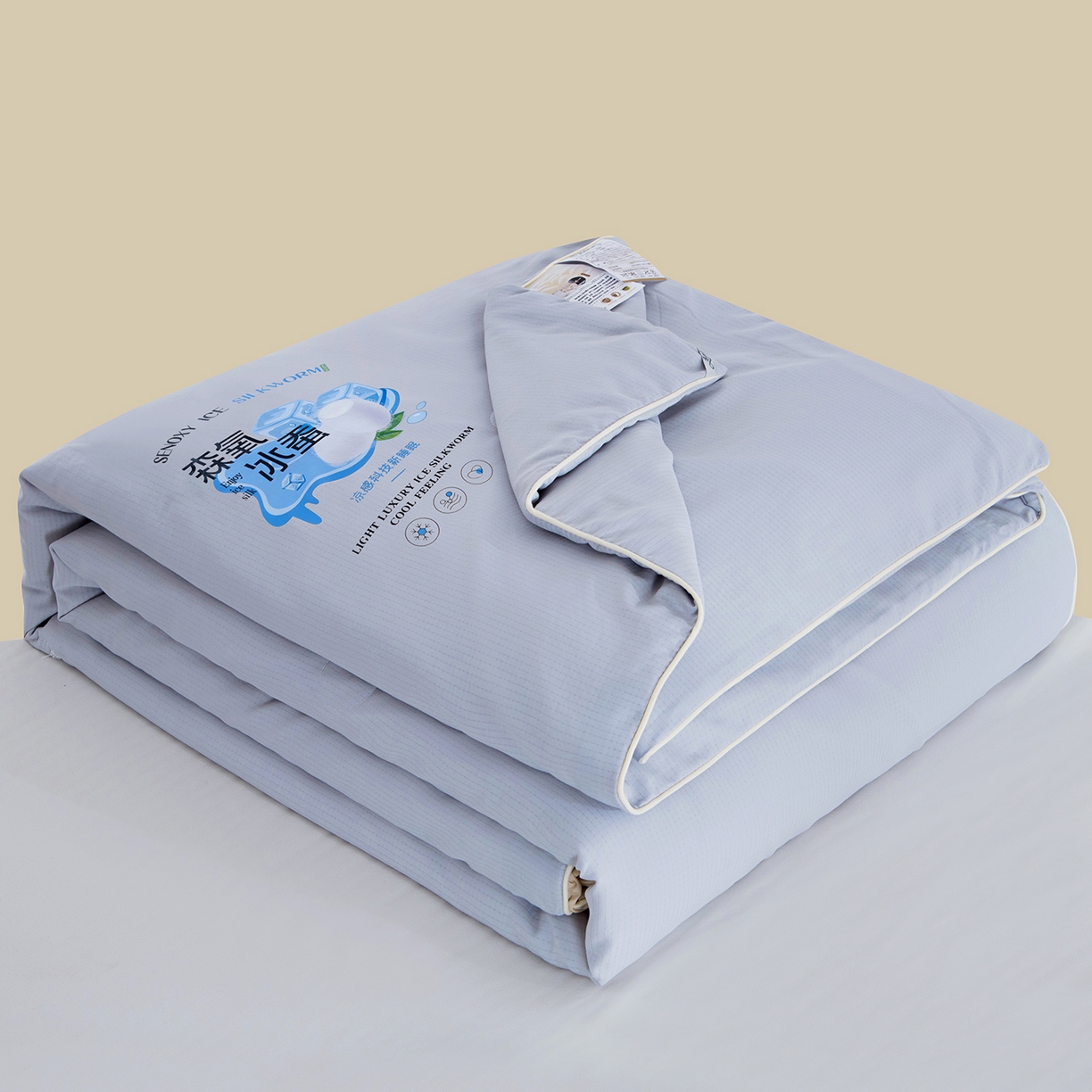 91家纺网 家纺一手货源 找家纺 禹祥家纺 2026新款冰氧桑蚕丝空调被夏凉被学生被蚕蛹蛋白被外贸跨境被子被芯直播爆款 云慕灰