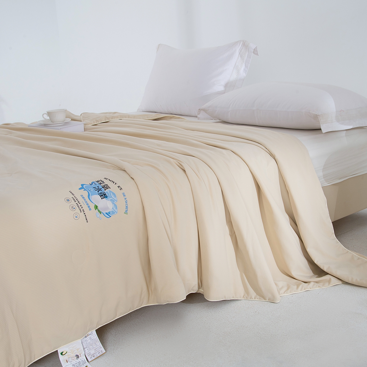 91家纺网 家纺一手货源 找家纺 禹祥家纺 2026新款冰氧桑蚕丝空调被夏凉被学生被蚕蛹蛋白被外贸跨境被子被芯直播爆款 奶油黄