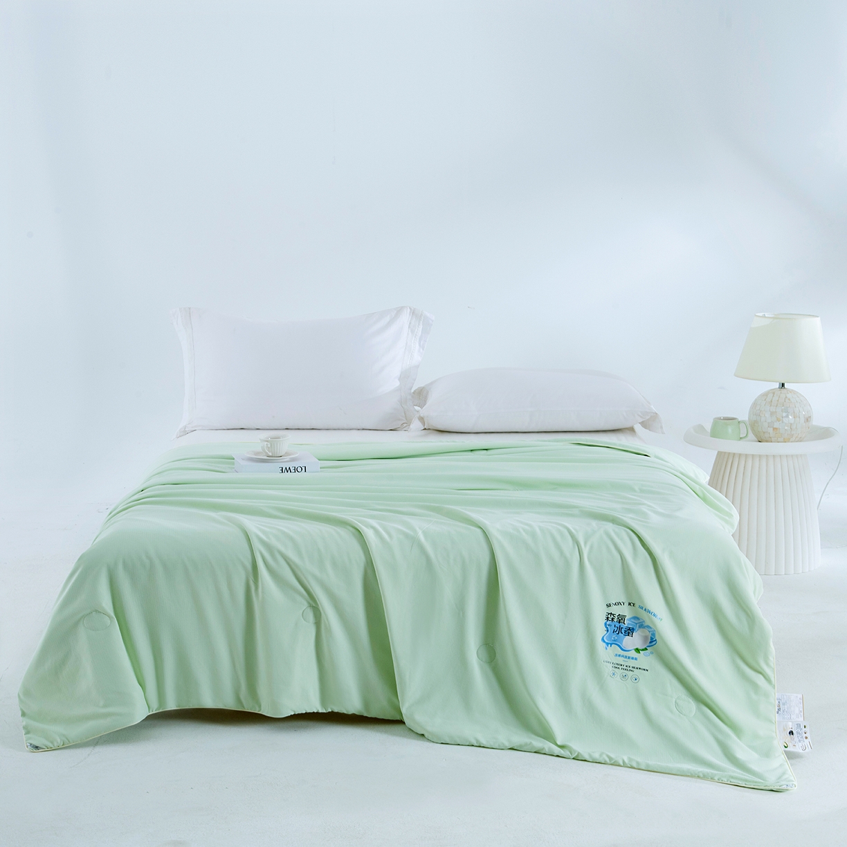 91家纺网 家纺一手货源 找家纺 禹祥家纺 2026新款冰氧桑蚕丝空调被夏凉被学生被蚕蛹蛋白被外贸跨境被子被芯直播爆款 青禾绿
