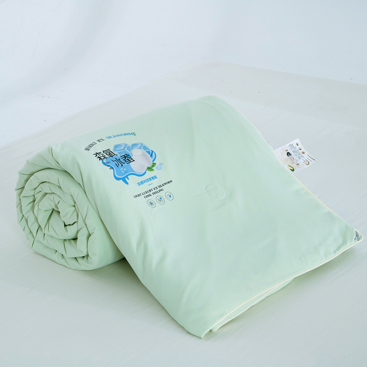 91家纺网 家纺一手货源 找家纺 禹祥家纺 2026新款冰氧桑蚕丝空调被夏凉被学生被蚕蛹蛋白被外贸跨境被子被芯直播爆款 青禾绿