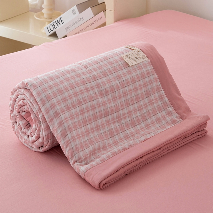 91家纺网 家纺一手货源 找家纺 禹祥家纺 2026新款水洗棉A类100%新疆棉花填充夏被可机洗空调被夏凉被学生被被子被芯 爱莎-粉