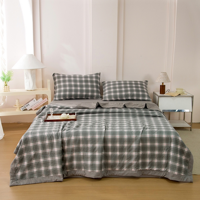 91家纺网 家纺一手货源 找家纺 禹祥家纺 2026新款水洗棉A类100%新疆棉花填充夏被可机洗空调被夏凉被学生被被子被芯 里约-灰