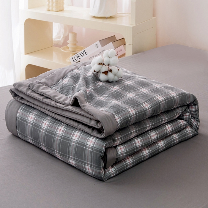 91家纺网 家纺一手货源 找家纺 禹祥家纺 2026新款水洗棉A类100%新疆棉花填充夏被可机洗空调被夏凉被学生被被子被芯 里约-灰