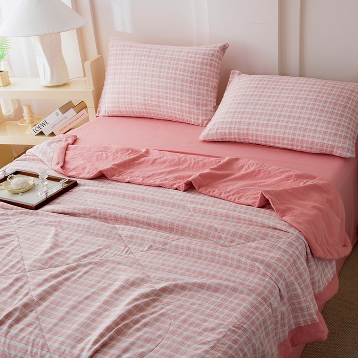 91家纺网 家纺一手货源 找家纺 禹祥家纺 2026新款水洗棉A类100%新疆棉花填充夏被可机洗空调被夏凉被学生被被子被芯 爱莎-粉