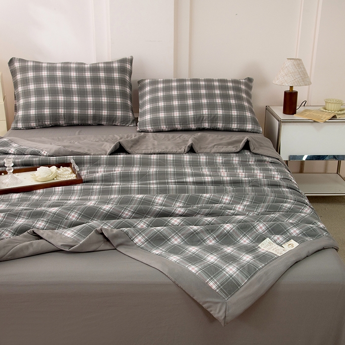 91家纺网 家纺一手货源 找家纺 禹祥家纺 2026新款水洗棉A类100%新疆棉花填充夏被可机洗空调被夏凉被学生被被子被芯 里约-灰