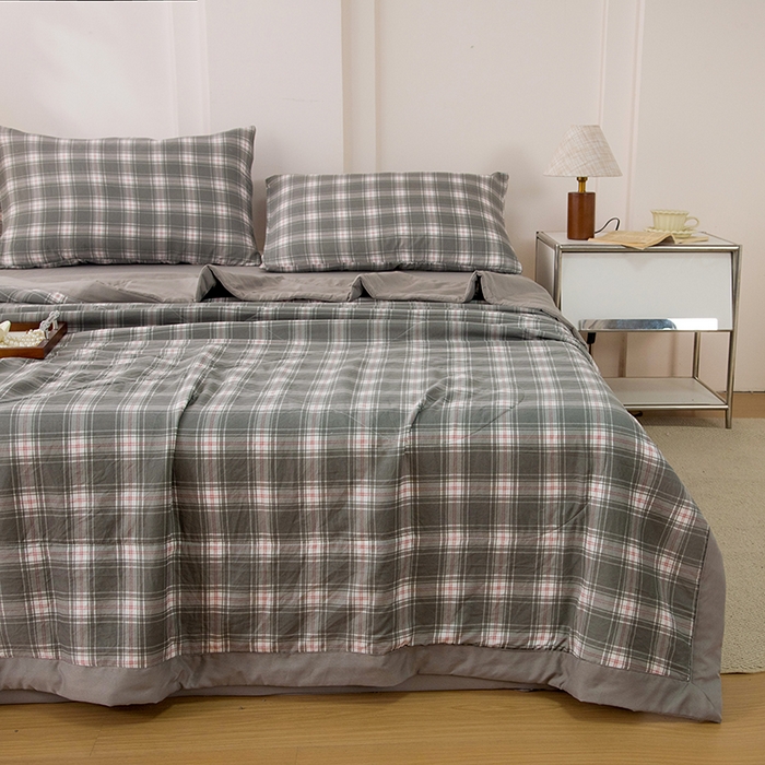 91家纺网 家纺一手货源 找家纺 禹祥家纺 2026新款水洗棉A类100%新疆棉花填充夏被可机洗空调被夏凉被学生被被子被芯 里约-灰