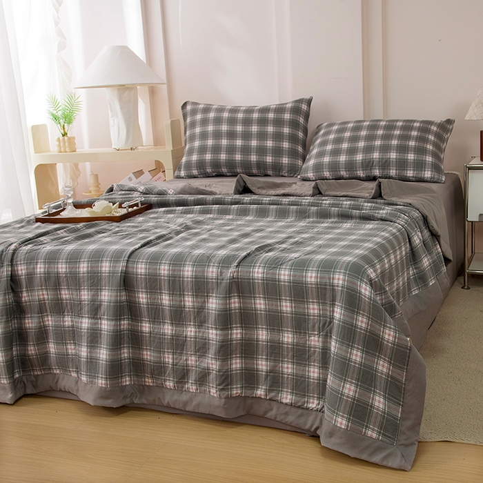 91家纺网 家纺一手货源 找家纺 禹祥家纺 2026新款水洗棉A类100%新疆棉花填充夏被可机洗空调被夏凉被学生被被子被芯 里约-灰