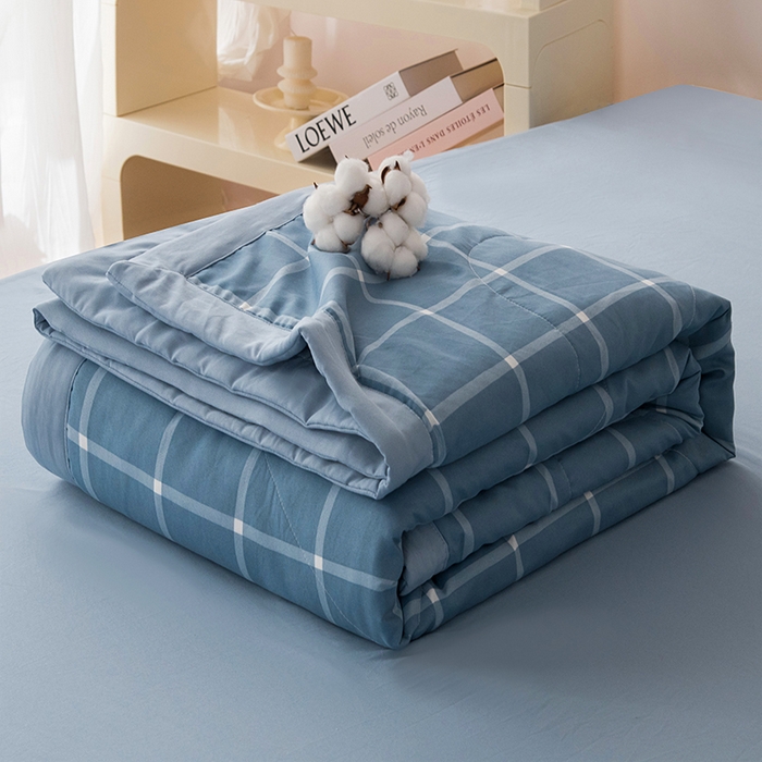 91家纺网 家纺一手货源 找家纺 禹祥家纺 2026新款水洗棉A类100%新疆棉花填充夏被可机洗空调被夏凉被学生被被子被芯 布丁大格