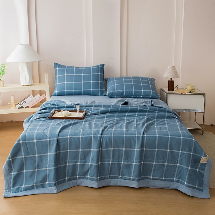 91家纺网 家纺一手货源 找家纺 禹祥家纺 2026新款水洗棉A类100%新疆棉花填充夏被可机洗空调被夏凉被学生被被子被芯 布丁大格