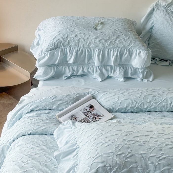 91家纺网 家纺一手货源 找家纺 （总）豪美鑫 2026新款立体浮雕提花四件套 叶语系列