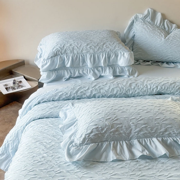 91家纺网 家纺一手货源 找家纺 （总）豪美鑫 2026新款立体浮雕提花四件套 叶语系列