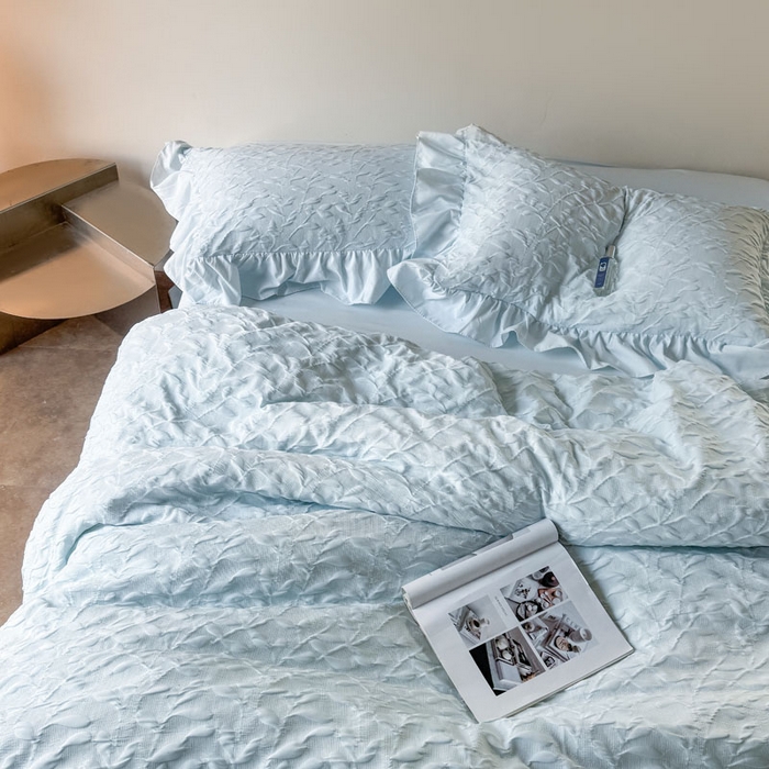 91家纺网 家纺一手货源 找家纺 （总）豪美鑫 2026新款立体浮雕提花四件套 叶语系列