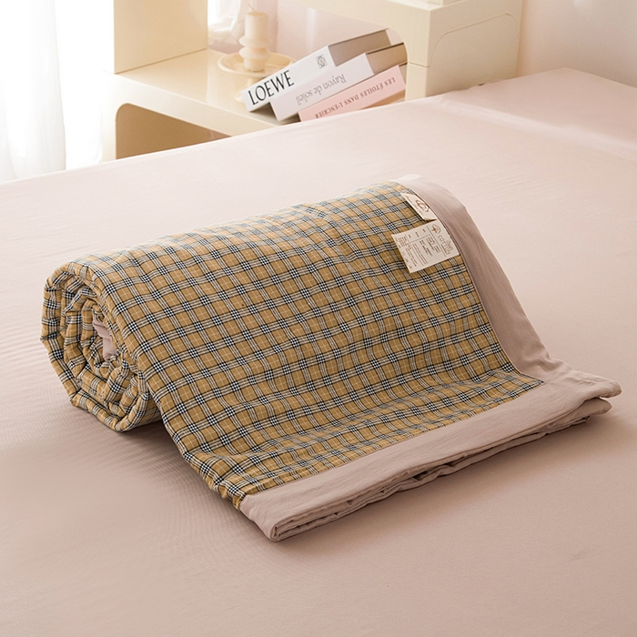 91家纺网 家纺一手货源 找家纺 禹祥家纺 2026新款水洗棉A类100%新疆棉花填充夏被可机洗空调被夏凉被学生被被子被芯 春野-咖