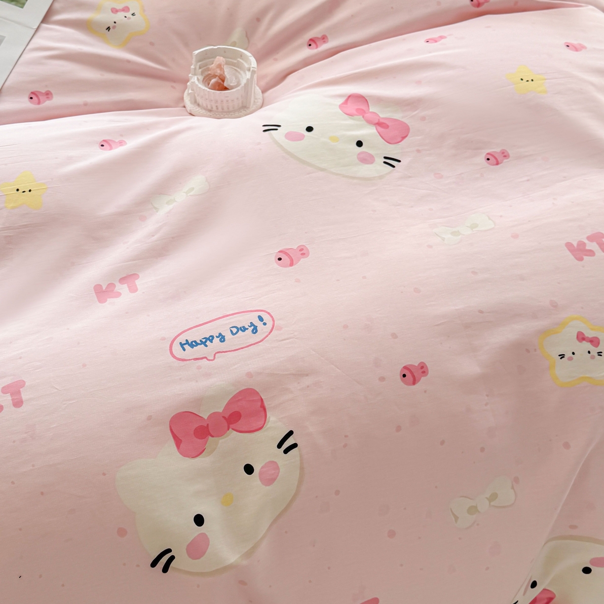 91家纺网 家纺一手货源 找家纺 小蓝孩家纺 2026新款12868全棉纯棉印花四件套（联系商家可打折，尺寸可定制） 甜心猫咪