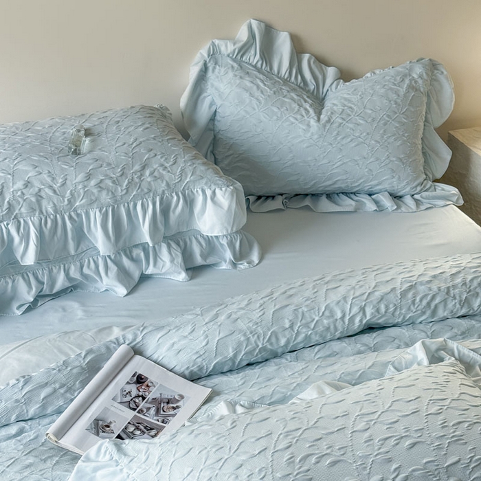 91家纺网 家纺一手货源 找家纺 （总）豪美鑫 2026新款立体浮雕提花四件套 叶语系列