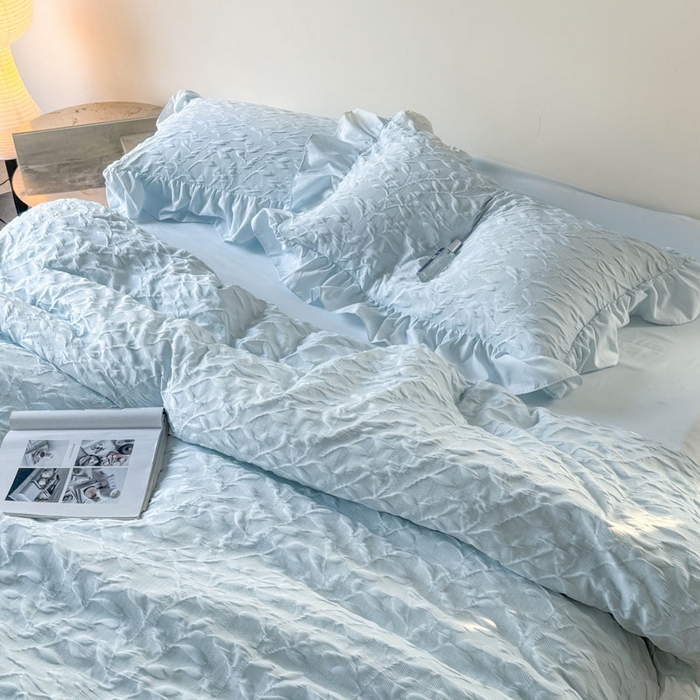 91家纺网 家纺一手货源 找家纺 （总）豪美鑫 2026新款立体浮雕提花四件套 叶语系列