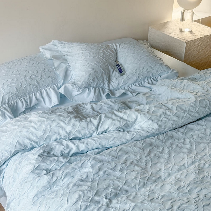 91家纺网 家纺一手货源 找家纺 （总）豪美鑫 2026新款立体浮雕提花四件套 叶语系列