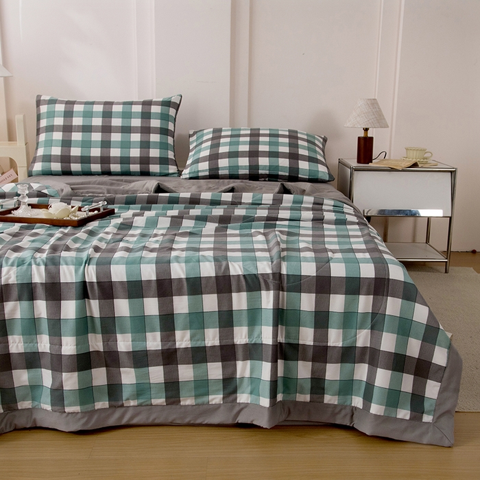 91家纺网 家纺一手货源 找家纺 禹祥家纺 2026新款水洗棉A类100%新疆棉花填充夏被可机洗空调被夏凉被学生被被子被芯 日和-绿