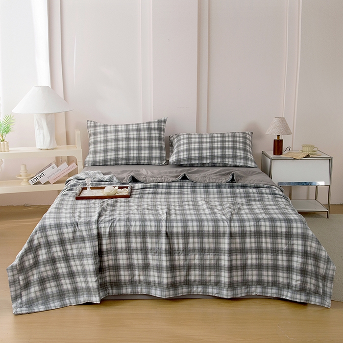 91家纺网 家纺一手货源 找家纺 禹祥家纺 2026新款水洗棉A类100%新疆棉花填充夏被可机洗空调被夏凉被学生被被子被芯 艾琳-灰